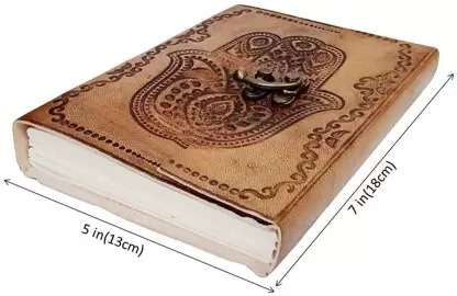 Handmade Leather Journal – Hamsa Hand Embossed Notebook, Vintage Writing Diary, Spiritual Sketchbook & Gift (BLACKLUXE CRAFTS) - BLACKLUXECRAFTS