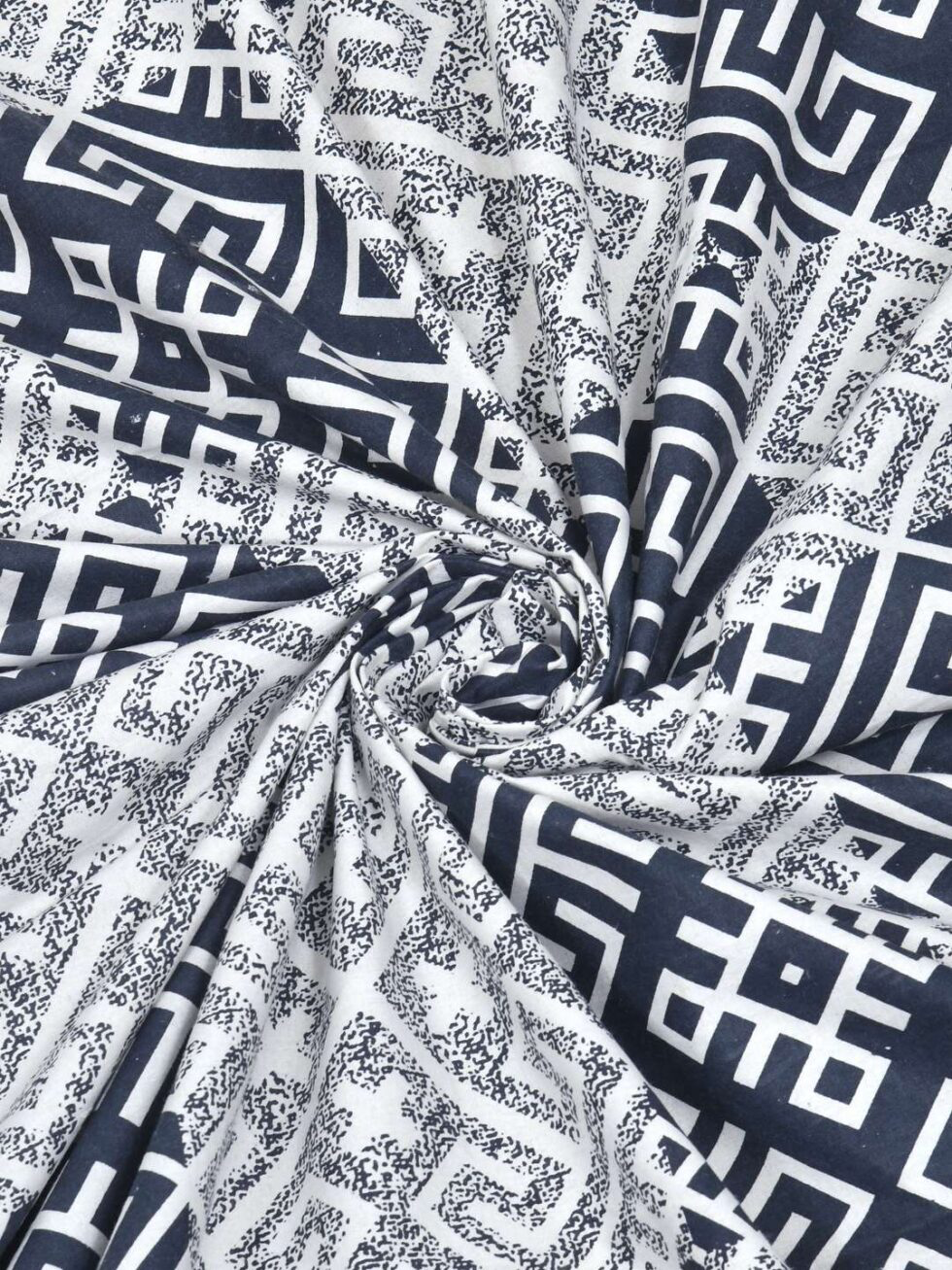 Handmade Cotton Block Print Bedsheet with Pillow Covers – King Size | Indian Ethnic Geometric Design Bedspread | Lightweight Soft Bedding Set (BLACKLUXE CRAFTS) - BLACKLUXECRAFTS