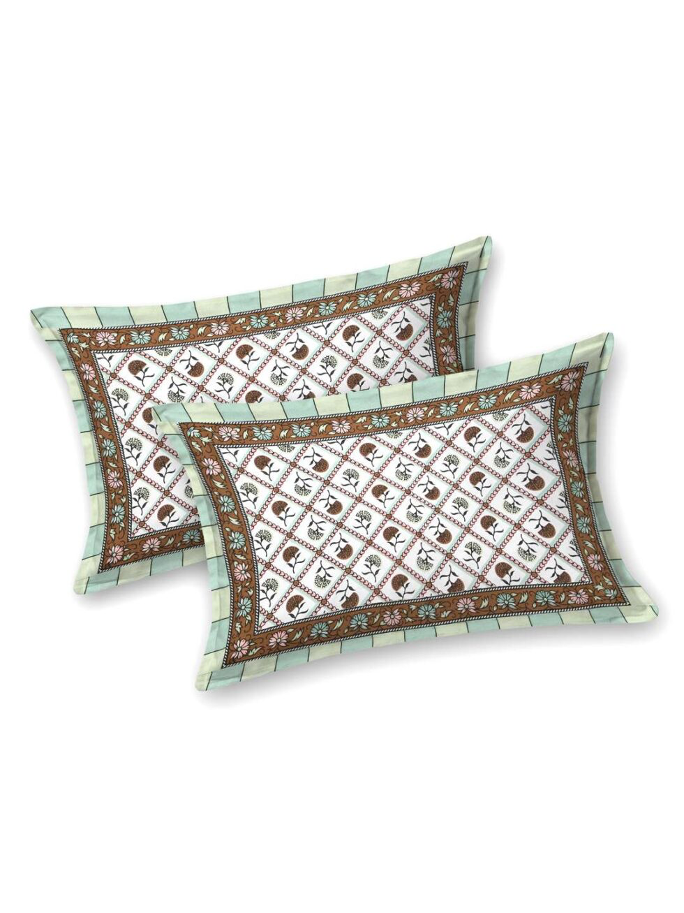 Handmade Cotton Bedsheet with Pillow Covers – Traditional Indian Block Print, Queen Size Bedspread, Soft & Breathable, Made in India (BLACKLUXE CRAFTS) - BLACKLUXECRAFTS