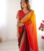 Handmade Designer Ombre Saree in Red & Yellow – Indian Traditional Wedding & Party Wear – Handcrafted Ethnic Saree for Women (BLACKLUXE CRAFTS)