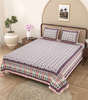 Handmade Cotton Double Bed Sheet with Pillow Covers – Pink & Purple Floral Jaipuri Block Print | Ethnic Indian Bedding (BLACKLUXE CRAFTS) - BLACKLUXECRAFTS