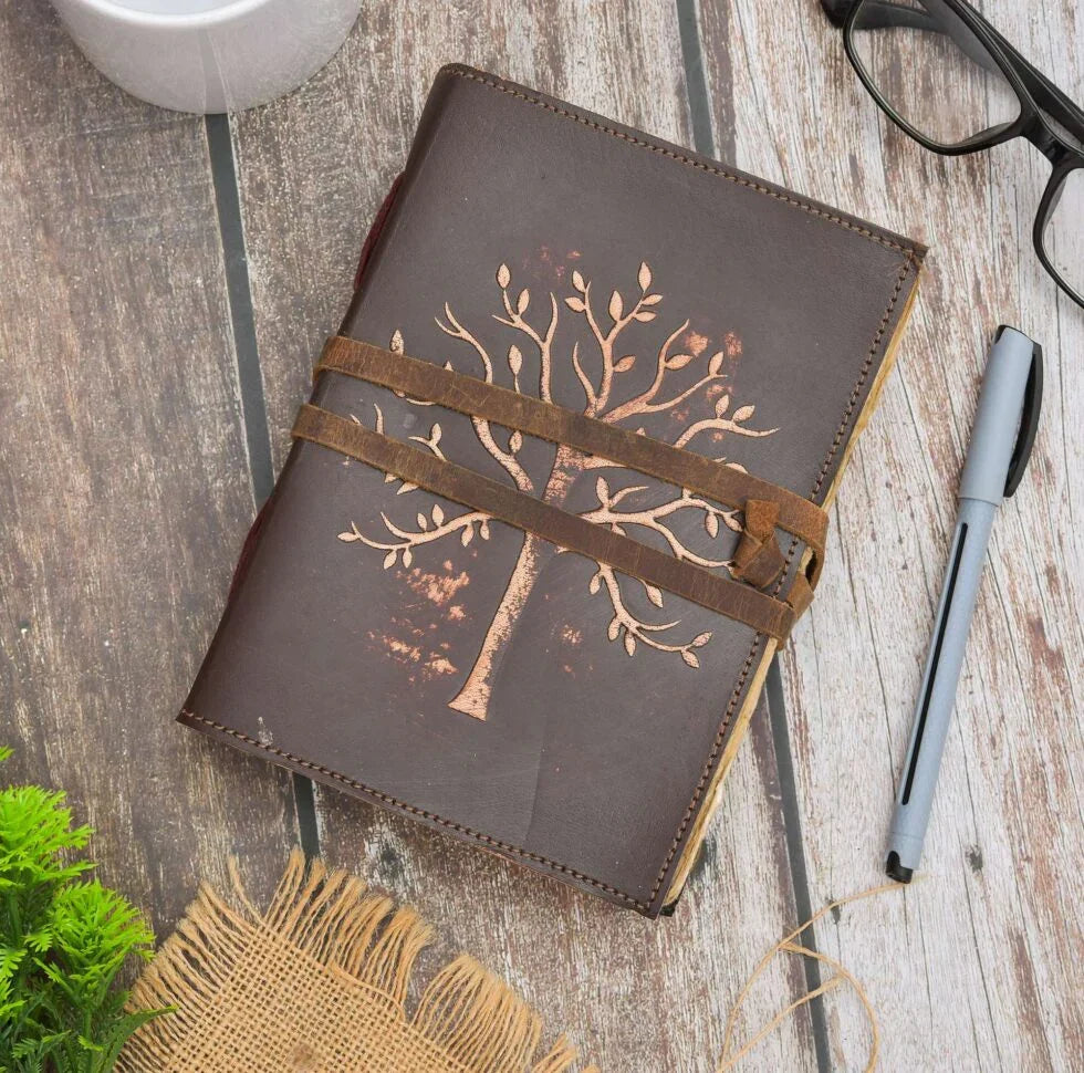 Handmade Leather Journal with Tree of Life | Vintage Writing Notebook, Travel Diary & Gift (BLACKLUXE CRAFTS) - BLACKLUXECRAFTS