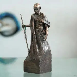 Handmade Mahatma Gandhi Statue | Indian Brass Finish Figurine | Freedom Leader Idol for Home Office Decor & Inspirational Gift (BLACKLUXE CRAFTS) - BLACKLUXECRAFTS