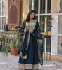 Handmade Teal Blue Anarkali Gown with Dupatta – Indian Ethnic Party Wear Dress for Women | Designer Wedding & Festive Outfit (BLACKLUXE CRAFTS)