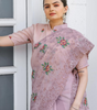 Handmade Pink Floral Embroidered Saree – Elegant Designer Organza Silk Sari for Women | Indian Traditional Wedding & Party Wear – Made in India (BLACKLUXE CRAFTS)
