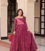 Handmade Indian Anarkali Maxi Dress – Maroon Silk Blend Gown with Gold Print | Long Ethnic Party Wear | Designer Women’s Outfit from India (BLACKLUXE CRAFTS)