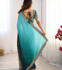 Handmade Teal Green Saree with Golden Border – Traditional Indian Ethnic Wear – Elegant Party & Wedding Saree – Artisan Crafted from India (BLACKLUXE CRAFTS)