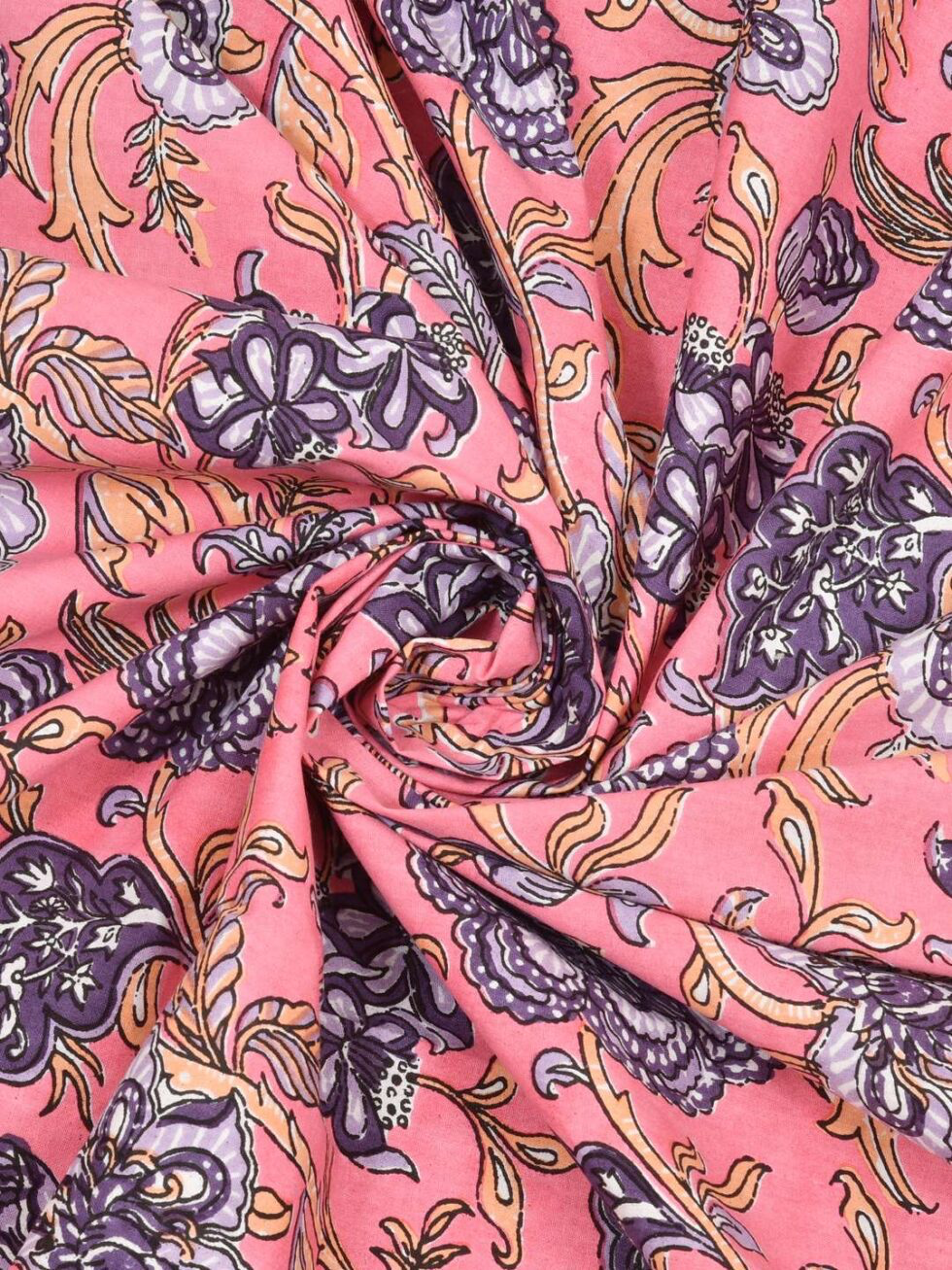 Handmade Pink Floral Cotton Bedsheet Set with Pillow Covers | Indian Block Print Bedspread | Queen Size Bohemian Bedding (BLACKLUXE CRAFTS) - BLACKLUXECRAFTS