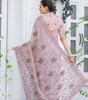 Handmade Pink Floral Embroidered Saree – Elegant Designer Organza Silk Sari for Women | Indian Traditional Wedding & Party Wear – Made in India (BLACKLUXE CRAFTS)