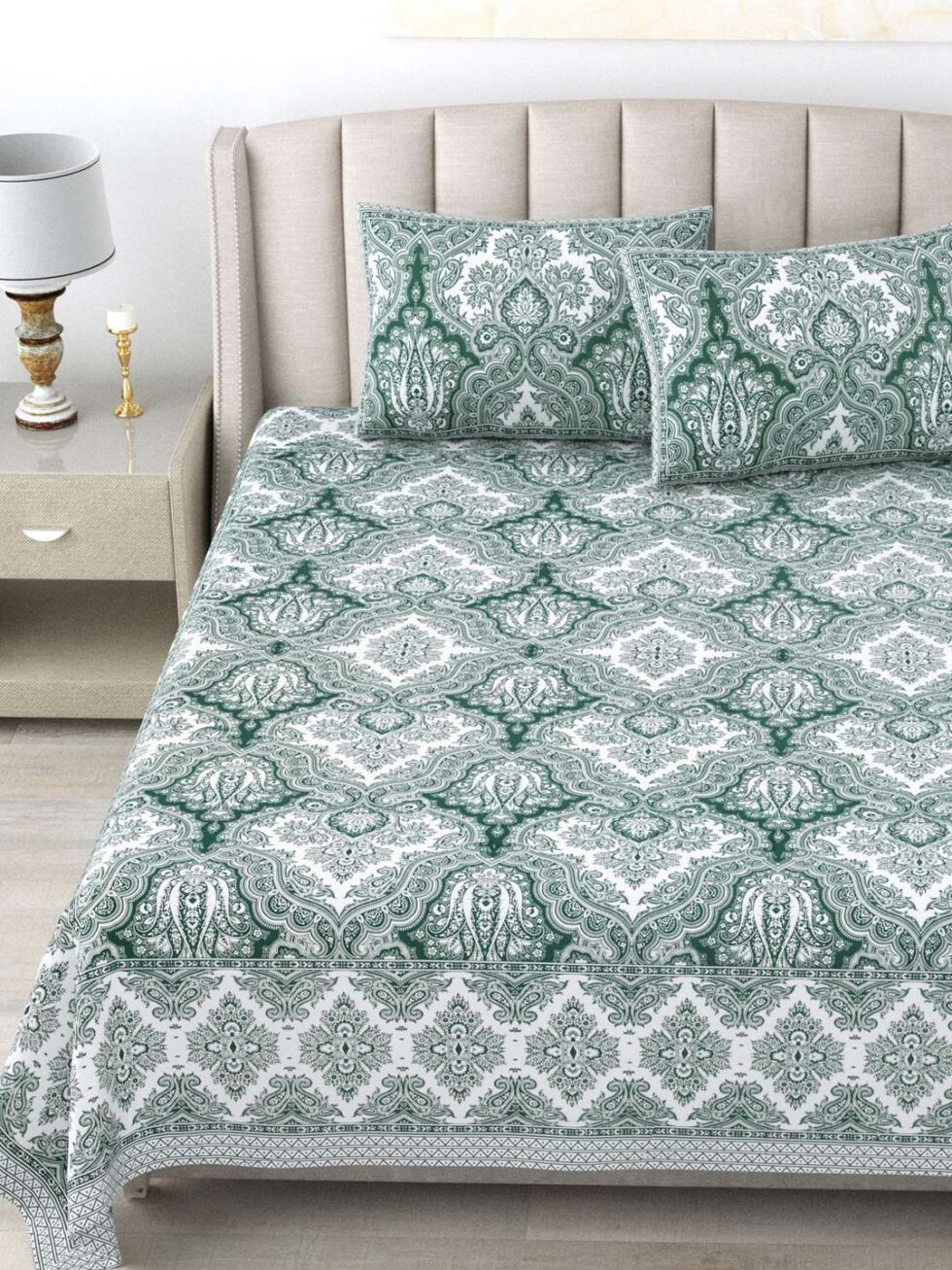 Handmade Cotton Bedsheet with Pillow Covers – Traditional Indian Block Print Bedspread, King Size Home Decor (BLACKLUXE CRAFTS) - BLACKLUXECRAFTS