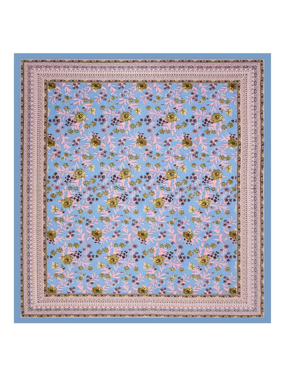 Handmade Blue Floral Cotton Bedsheet with Pillow Covers – Indian Block Print King Size Bedspread | Soft Ethnic Bedding from India (BLACKLUXE CRAFTS) - BLACKLUXECRAFTS