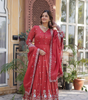 Handmade Red Anarkali Gown with Dupatta – Embroidered Indian Ethnic Dress for Women | Wedding & Party Wear Outfit from India (BLACKLUXE CRAFTS)