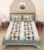 Handmade Cotton Patchwork Bedsheet with Pillow Covers – Traditional Indian Jaipuri Block Print Bedspread – Queen/King Size Bedding Set (BLACKLUXE CRAFTS) - BLACKLUXECRAFTS