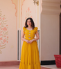 Handmade Mustard Yellow Maxi Dress – Ethnic Indian Embroidered Butterfly Gown | Boho Party Wear Long Dress for Women (BLACKLUXE CRAFTS) - BLACKLUXECRAFTS