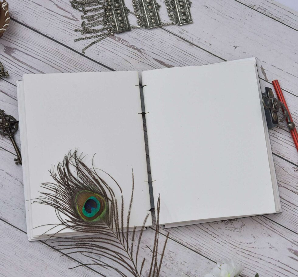 Sanskrit Quote Leather Notebook with Lock | Handmade Vintage Journal Diary with Motivational Engraving – Writing & Gift Notebook (BLACKLUXE CRAFTS) - BLACKLUXECRAFTS