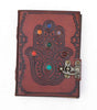 Hamsa Hand Leather Journal – Handmade Notebook with 7 Chakra Stones & Vintage Lock | Spiritual Boho Diary, Wiccan Grimoire, Reiki Gift (BLACKLUXE CRAFTS) - BLACKLUXECRAFTS