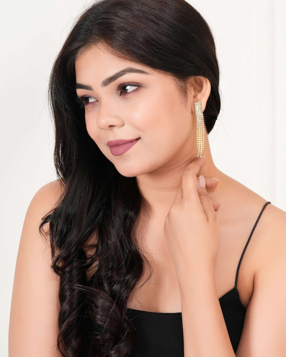 Rose Gold Oval Crystal Drop Earrings Sparkling Rhinestone Dangle Jewelry for Women (BLACKLUXE CRAFTS) - BLACKLUXECRAFTS