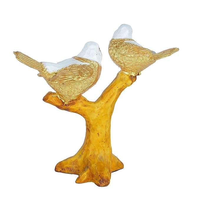 Golden Love Birds Figurine on Tree Branch – Elegant Resin Couple Sculpture for Home, Office & Gift Décor (BLACKLUXE CRAFTS) - BLACKLUXECRAFTS
