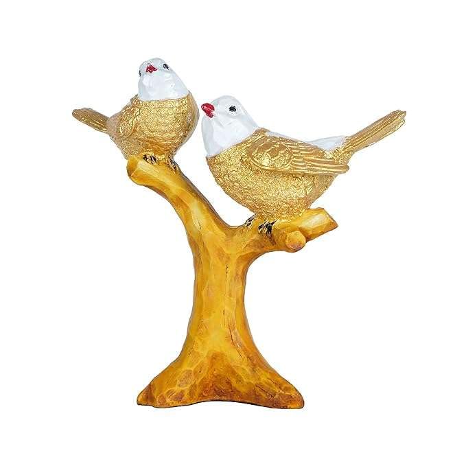 Golden Love Birds Figurine on Tree Branch – Elegant Resin Couple Sculpture for Home, Office & Gift Décor (BLACKLUXE CRAFTS) - BLACKLUXECRAFTS