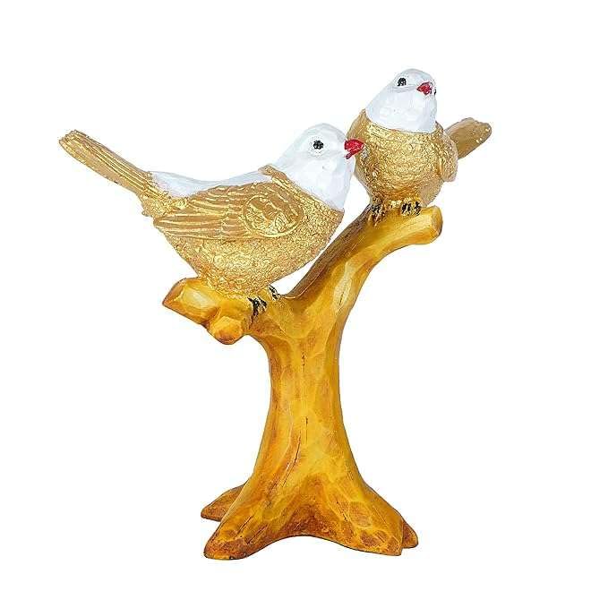 Golden Love Birds Figurine on Tree Branch – Elegant Resin Couple Sculpture for Home, Office & Gift Décor (BLACKLUXE CRAFTS) - BLACKLUXECRAFTS