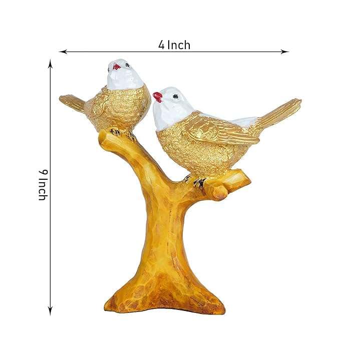 Golden Love Birds Figurine on Tree Branch – Elegant Resin Couple Sculpture for Home, Office & Gift Décor (BLACKLUXE CRAFTS) - BLACKLUXECRAFTS