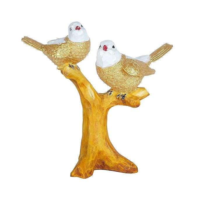 Golden Love Birds Figurine on Tree Branch – Elegant Resin Couple Sculpture for Home, Office & Gift Décor (BLACKLUXE CRAFTS) - BLACKLUXECRAFTS