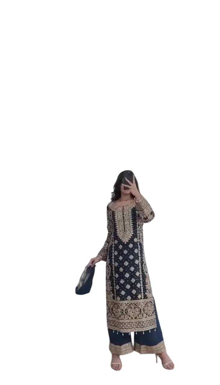 Black Embroidered Pakistani Suit with Heavy Silver Zari & Sequin Work | Designer Salwar Kameez with Dupatta for Women (BLACKLUXE CRAFTS) - BLACKLUXECRAFTS