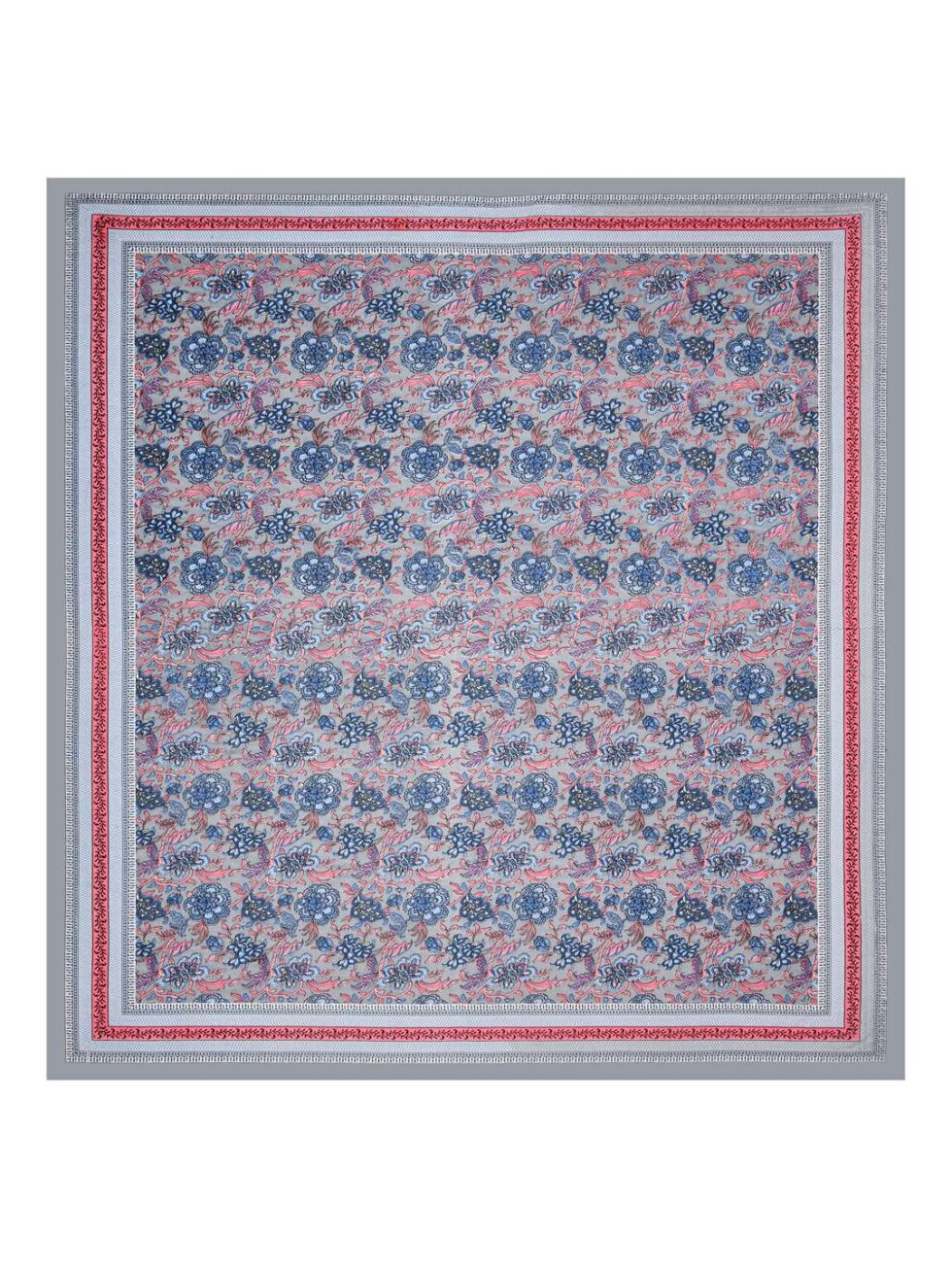 Handmade Cotton Floral Block Print Bed Sheet Set with Pillow Covers – King Size Indian Jaipuri Bedsheet – Grey Blue Traditional Handcrafted Bedding (BLACKLUXE CRAFTS) - BLACKLUXECRAFTS