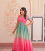 Women’s Ombre Anarkali Gown – Pink & Green Designer Ethnic Party Wear Dress (BLACKLUXE CRAFTS) - BLACKLUXECRAFTS