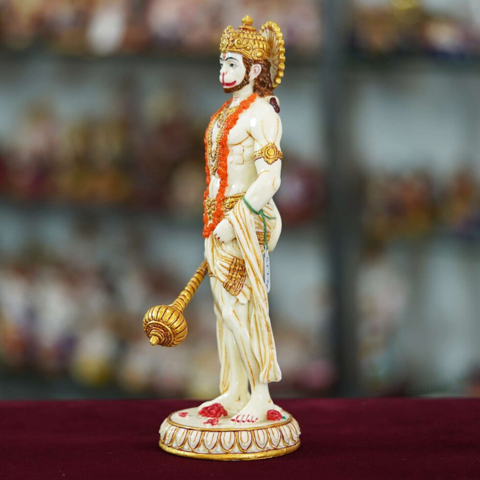 Lord Hanuman Idol with Gada – Decorative Bajrangbali Statue for Home Temple & Gifting  (BLACKLUXE CRAFTS) - BLACKLUXECRAFTS