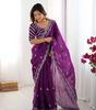 Handmade Purple Embroidered Saree with Silver Thread Work | Traditional Indian Designer Saree for Wedding & Party Wear | Ethnic Handmade Fashion from India (BLACKLUXE CRAFTS)
