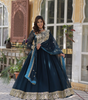 Handmade Teal Blue Anarkali Gown with Dupatta – Indian Ethnic Party Wear Dress for Women | Designer Wedding & Festive Outfit (BLACKLUXE CRAFTS)