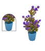 Handmade Artificial Purple Flower Plant in Blue Pot – Realistic Home & Office Table Decor | Eco-Friendly Craft from India (BLACKLUXE CRAFTS)