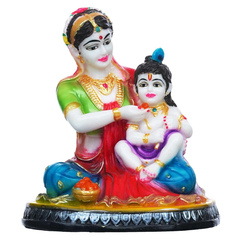 Mother Yashoda with Baby Krishna Idol | Hindu God Figurine | Spiritual Home Décor Gift (BLACKLUXE CRAFTS) - BLACKLUXECRAFTS