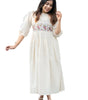 Cream Cotton Embroidered Dress – Handcrafted Floral Boho Ethnic Wear for Women (BLACKLUXE CRAFTS) - BLACKLUXECRAFTS