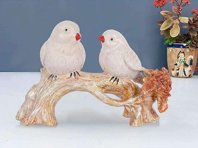 White Bird Couple on Tree Branch – Romantic Resin Love Birds Figurine for Home, Office & Gift Décor (BLACKLUXE CRAFTS) - BLACKLUXECRAFTS