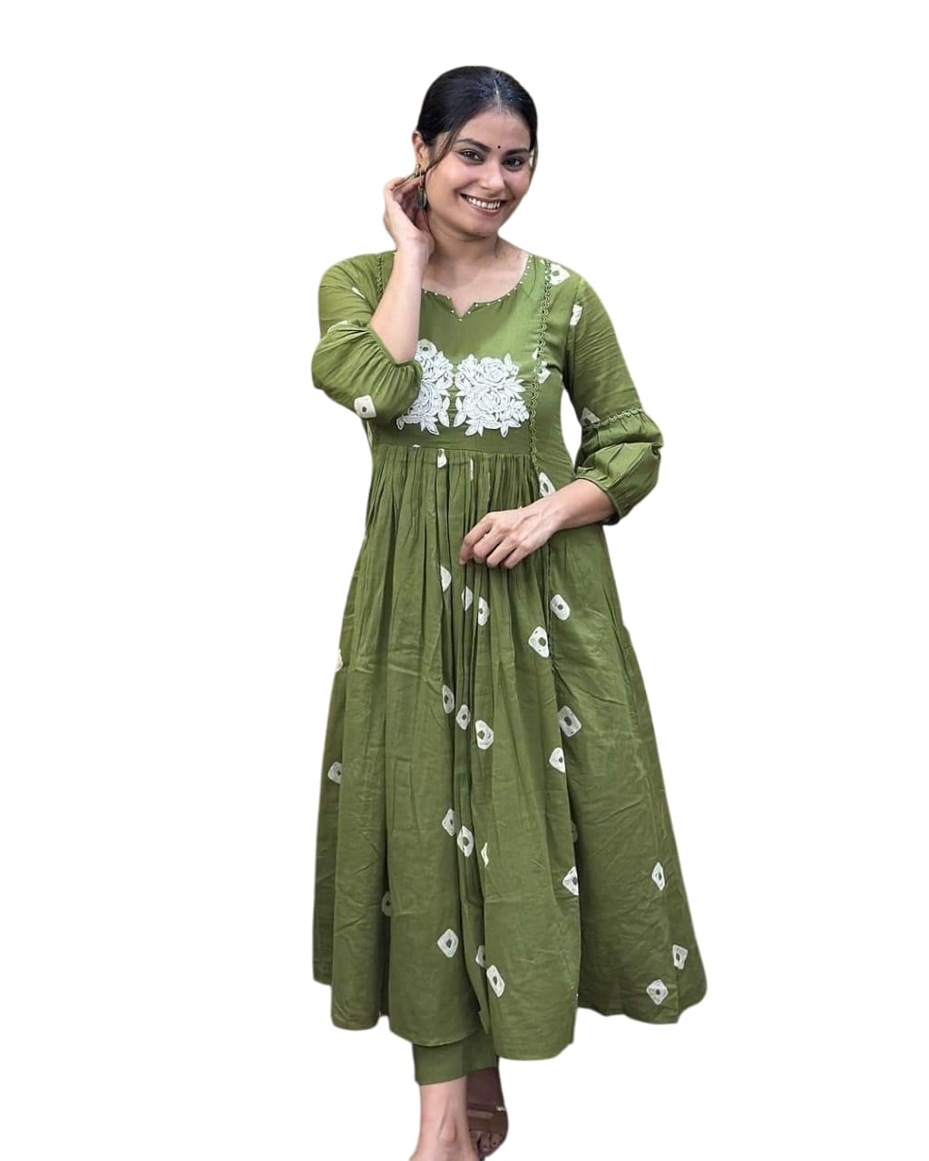 Anarkali Kurta with White Embroidery | Women’s Ethnic Festive & Casual Wear (BLACKLUXE CRAFTS) - BLACKLUXECRAFTS