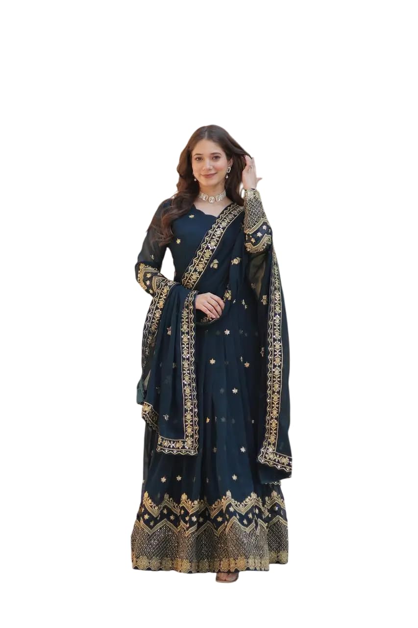 Embroidered Anarkali Set with Dupatta – Designer Indian Wedding & Festive Wear Outfit for Women (BLACKLUXE CRAFTS) - BLACKLUXECRAFTS