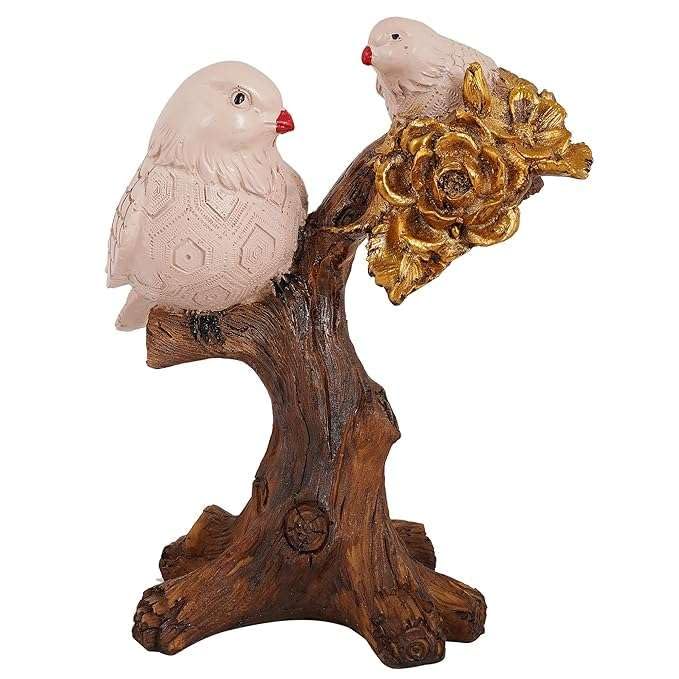 Romantic Love Birds on Tree with Golden Flowers – Resin Couple Figurine for Home, Office & Gift Decoration (BLACKLUXE CRAFTS) - BLACKLUXECRAFTS