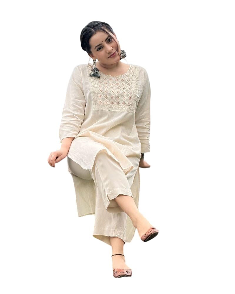 Elegant Off-White Cotton Kurta Pant Set – Casual & Festive Ethnic Wear for Women
(BLACKLUXE CRAFTS) - BLACKLUXECRAFTS