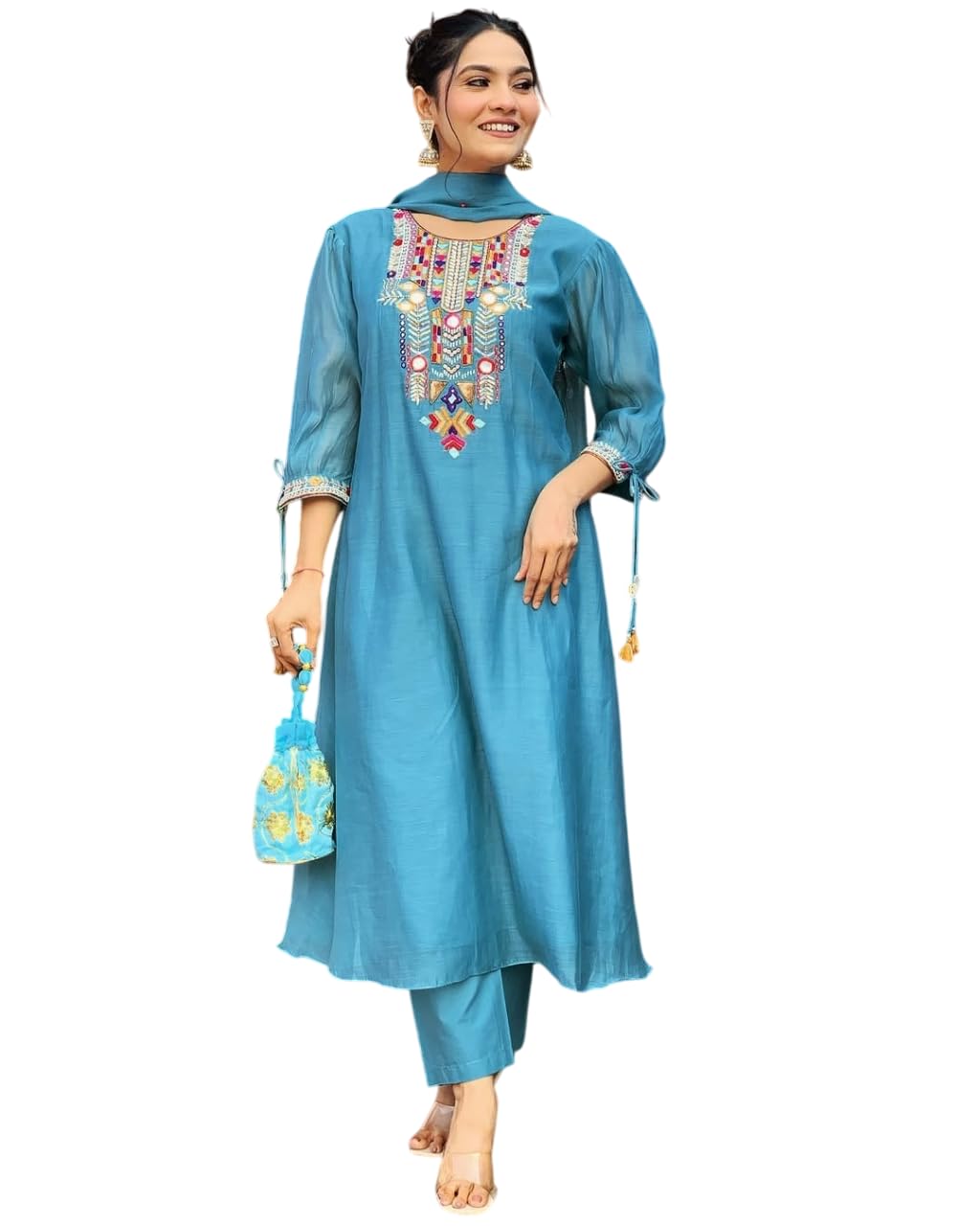 Mirror Work Kurta Set with Dupatta – Elegant Indian Ethnic Wear for Women (BLACKLUXE CRAFTS) - BLACKLUXECRAFTS
