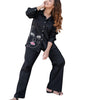 Women’s Black Co-ord Set with Abstract Face Embroidery – Stylish Casual Shirt & Pant Set
(BLACKLUXE CRAFTS) - BLACKLUXECRAFTS