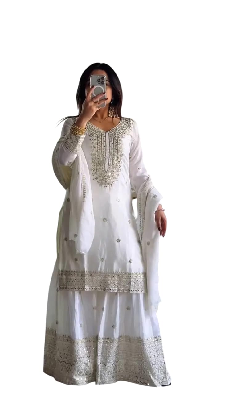 Black Embroidered Sharara Suit with Dupatta | Designer Indian Ethnic Wear | Party & Wedding Outfit for Women (BLACKLUXE CRAFTS) - BLACKLUXECRAFTS