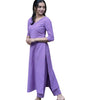 Women's Cotton V-neck Solid Straight Kurti With Pant Purple Or Orange (BLACKLUXE CRAFTS) - BLACKLUXECRAFTS