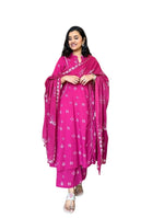Women's Cotton Embroidered Anarkali Kurti with Pant and Dupatta Set (BLACKLUXE CRAFTS) - BLACKLUXECRAFTS