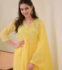 Women's Cotton Embroidered Anarkali Kurti With Pant and Dupatta set (BLACKLUXE CRAFTS) - BLACKLUXECRAFTS