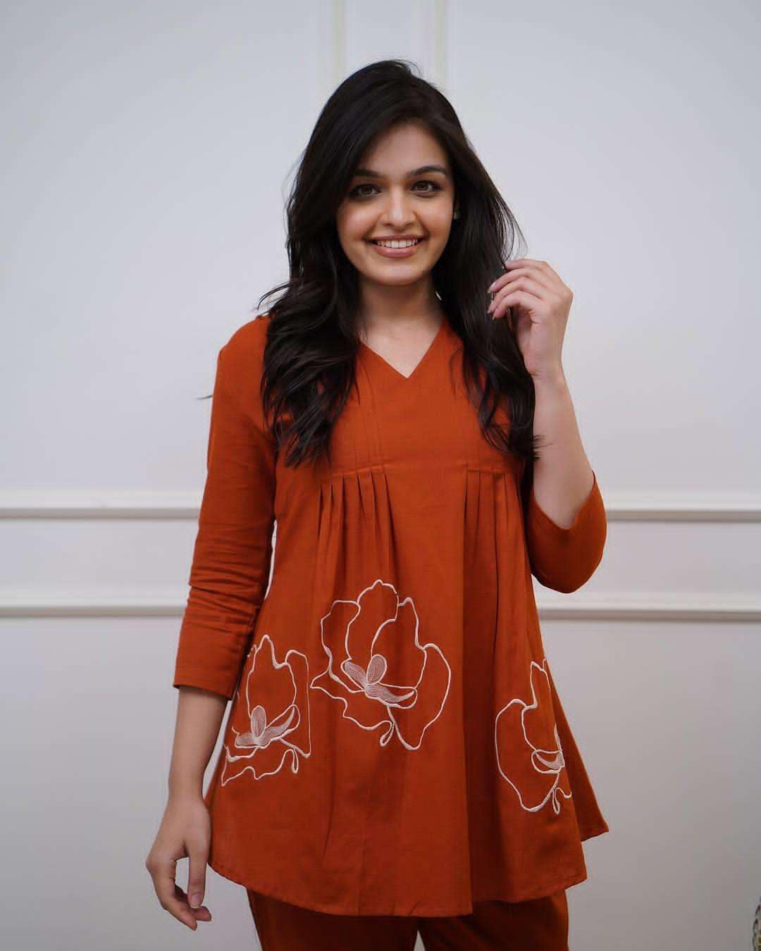 Cotton Co-ord Set for Women – Pleated Kurta with Floral Embroidery and Pants (BLACKLUXE CRAFTS) - BLACKLUXECRAFTS