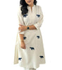 Handmade Cotton Kurta Set with Blue Elephant Embroidery – Casual & Office Wear for Women (BLACKLUXE CRAFTS) - BLACKLUXECRAFTS