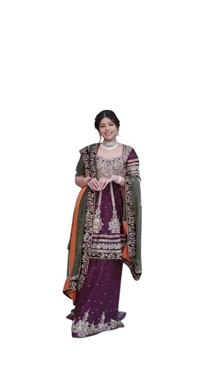 Women's Faux Georgette Ensemble with Embroidery & Sequence Work Straight Kurti With Palazzo & Dupatta (BLACKLUXE CRAFTS) - BLACKLUXECRAFTS