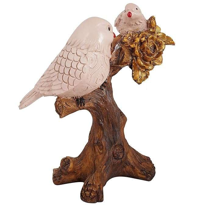 Romantic Love Birds on Tree with Golden Flowers – Resin Couple Figurine for Home, Office & Gift Decoration (BLACKLUXE CRAFTS) - BLACKLUXECRAFTS
